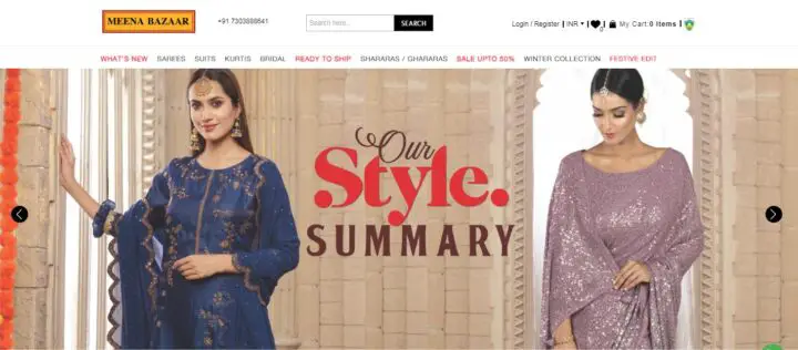 MEENA BAZAAR - Магазин индийской этнической одежды для женщин онлайн